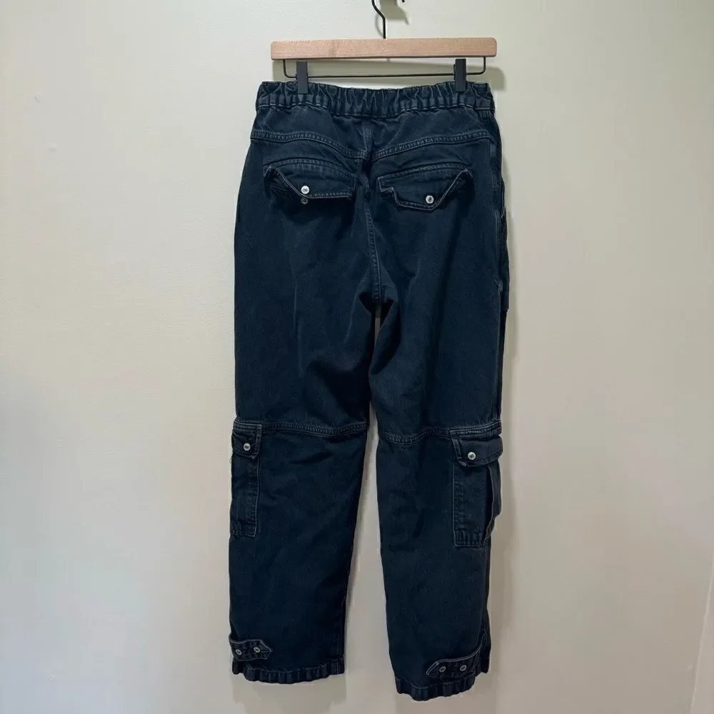 Free People We The Free Marx Slouchy Streetwear Cargo Denim Jeans in Blue sz 28